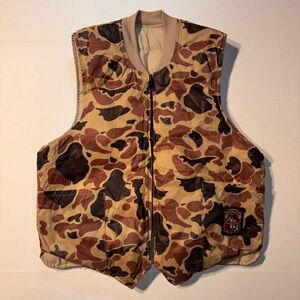 Vtg Stearns Frogskin Duck Camo Goose Down Reversible Hunting Vest 90’s USA Sz M
